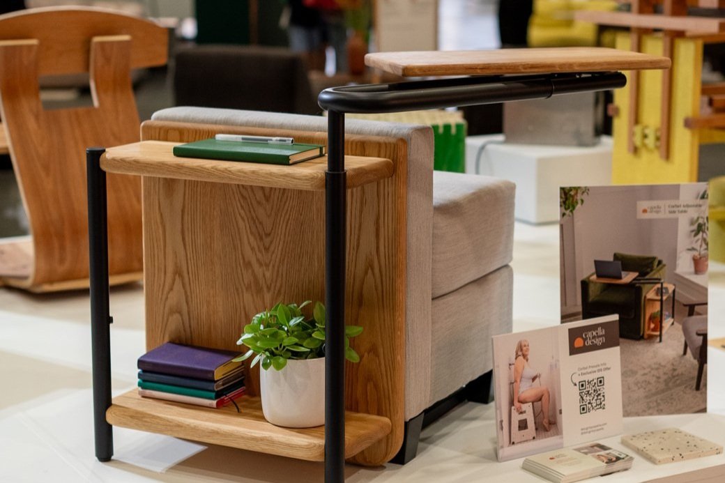 The Corbel Adjustable Side Table on display at the Interior Design Show Vancouver.