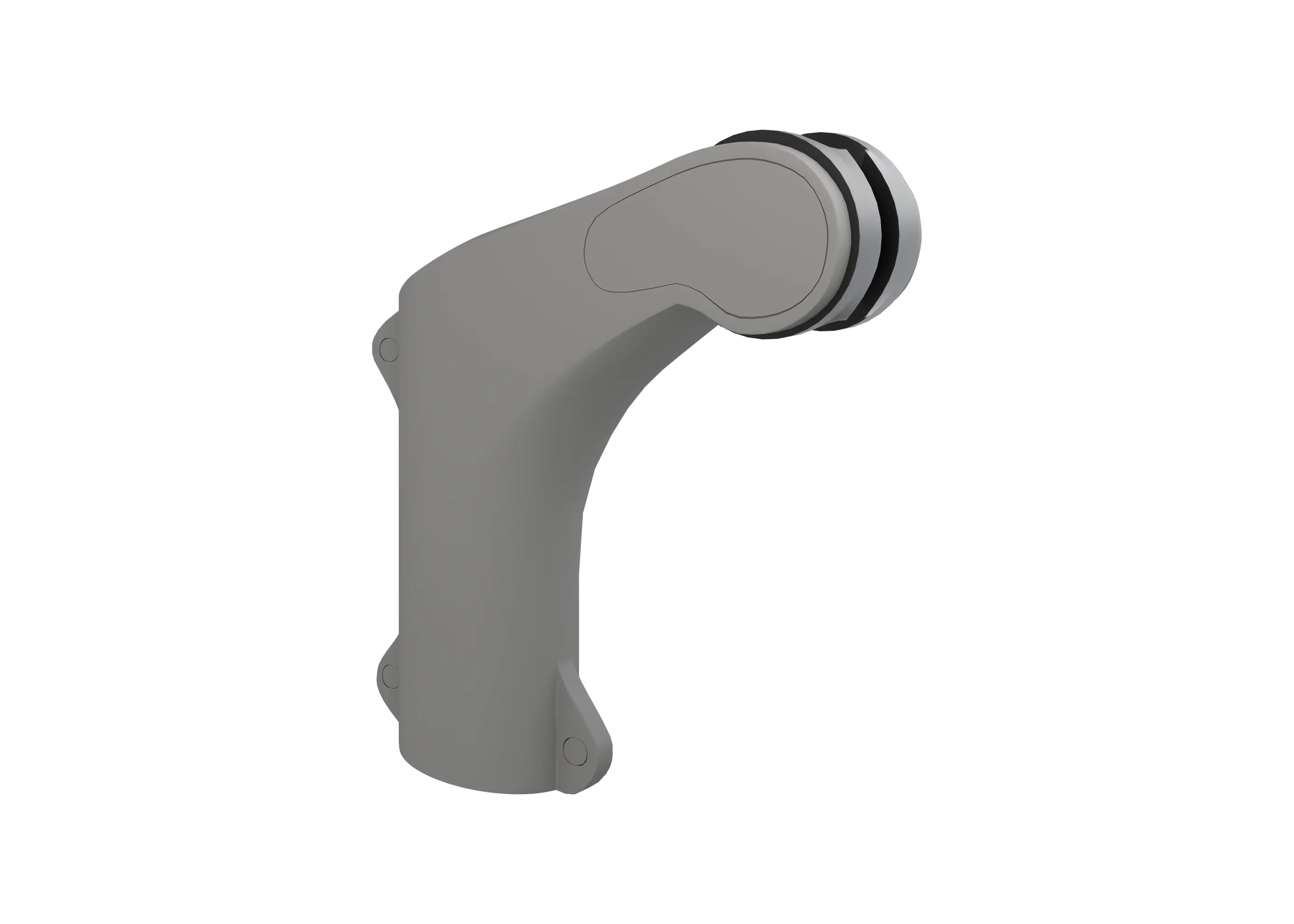 Gray plastic component on a white background