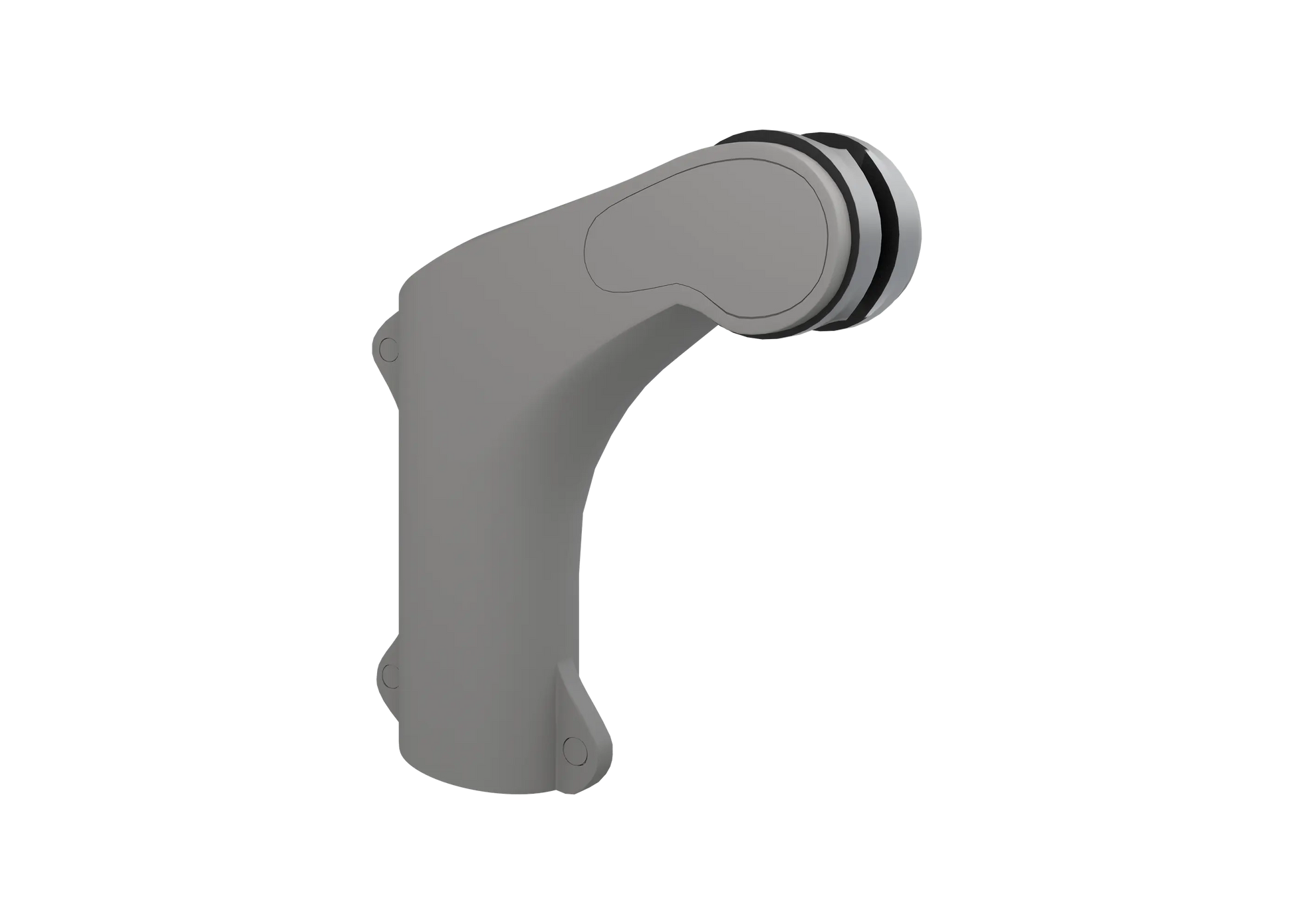 Gray plastic component on a white background