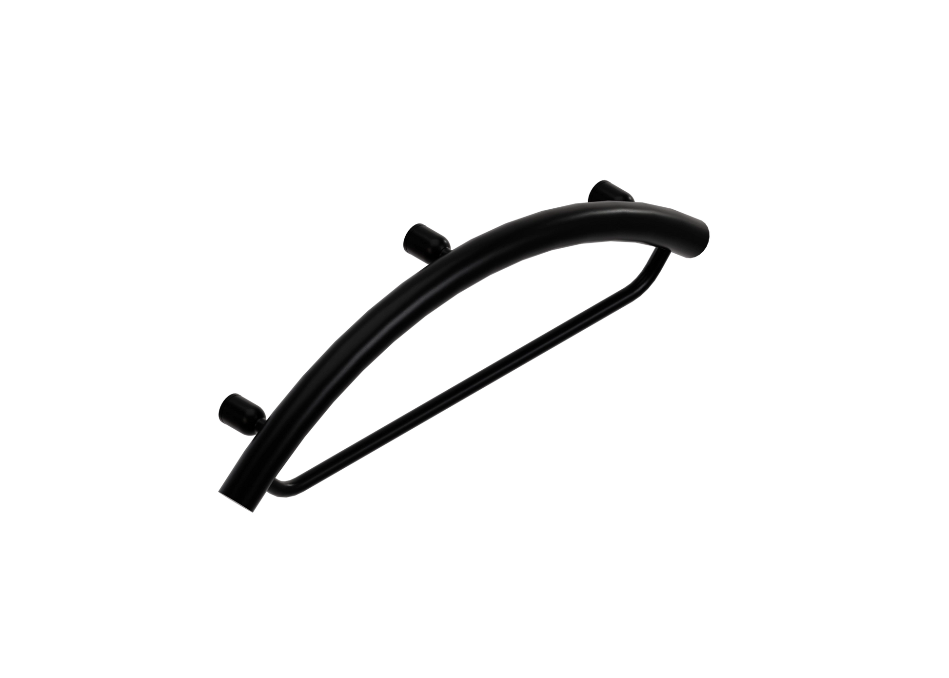 Black towel holder and grab bar on a white background