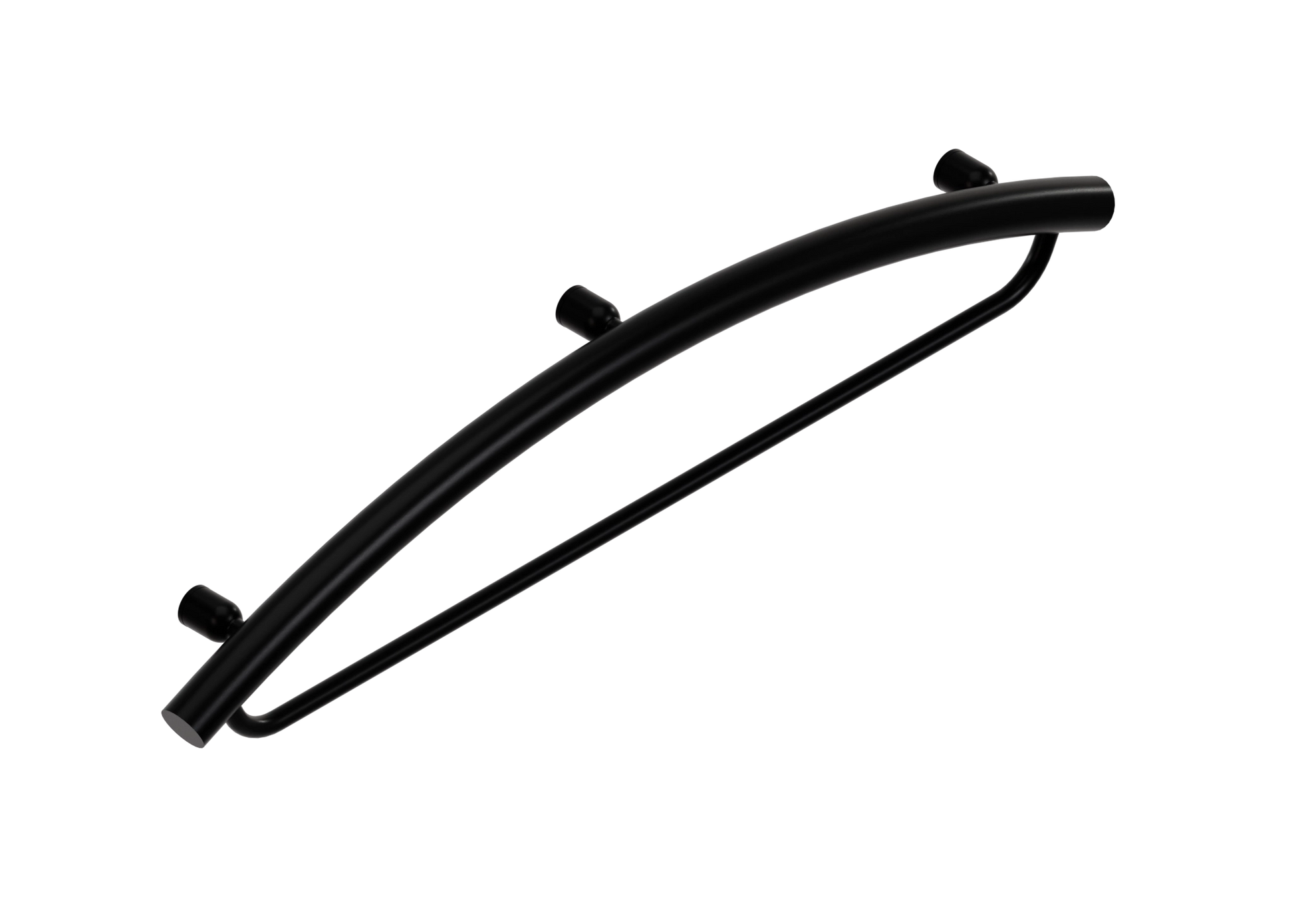 Black towel holder and grab bar on a white background