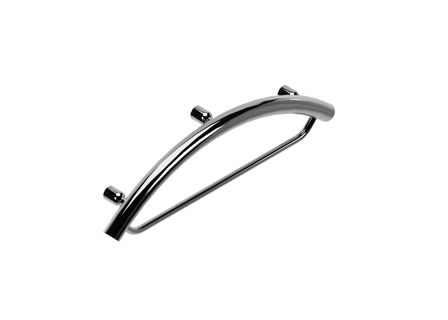 Chrome towel holder and grab bar on a white background