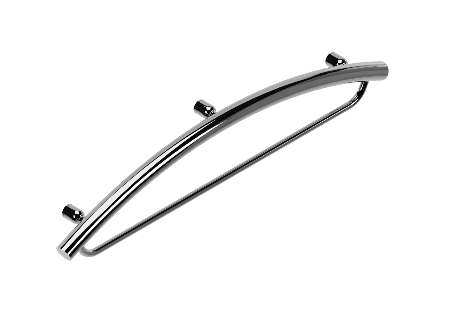 Chrome towel holder and grab bar on a white background