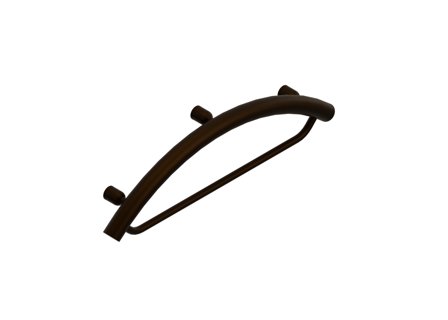 Oil rubbed bronze towel holder and grab bar on a white background