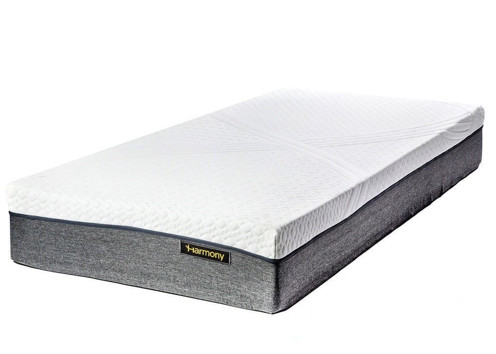 Mattress with 'Harmony' branding on a white background